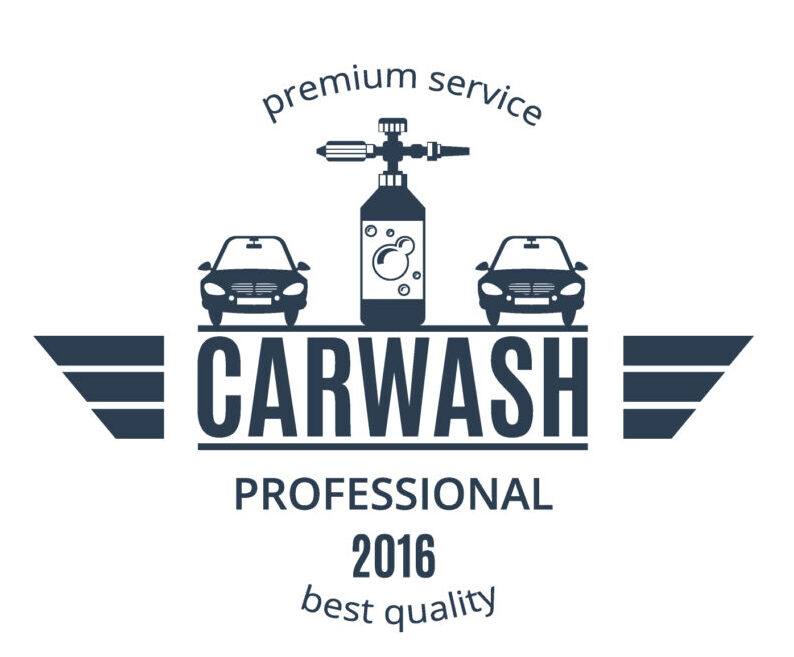 Home car wash black emblems icons set